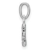 14K White Gold Polished .01ct Diamond Initial F Charm